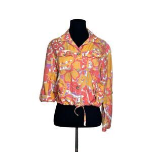 Ruby Rd. Pink orange purple crop buttoned jacket size 6P